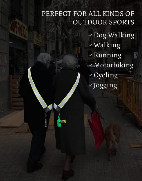 Reflective Sash - High Visibility Safety Gear for Walking at Night, Reflective Dog Walking Gear for Outdoor Activities