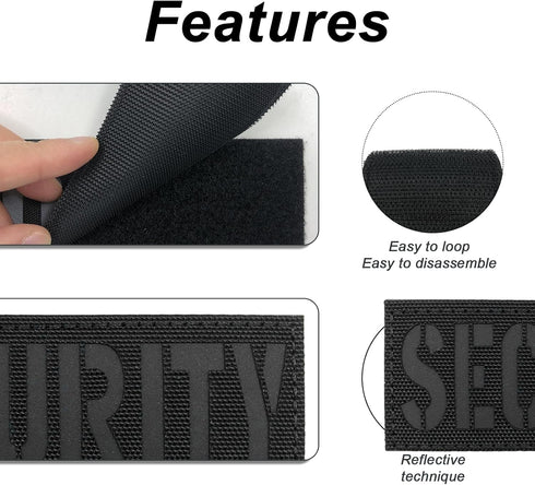 Security Patch Reflective Laser Cut 4"×1.4" for Jacket, Enforcement Plate Carrier Tactical Vest Uniforms with Hook and