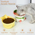Raised Cat Bowls - Elevated Ceramic Cat Food Bowl for Indoor Cats, Whisker Fatigue, Cute Fruit Themed (Strawberry)