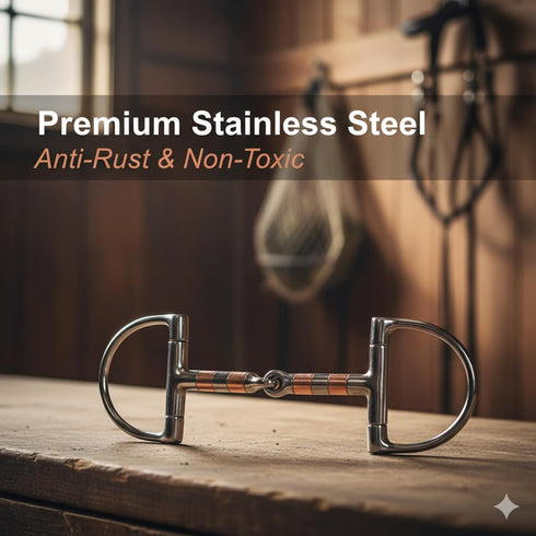 Stainless Steel Horse Bit - Roller Mouth Snaffle for Young Horses, Rustproof Non-Toxic Training Bit with Pacifier