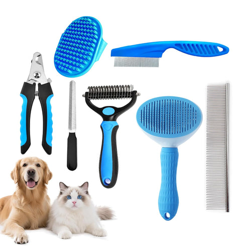 Generic 7PCS Dog Grooming Brush Kit for Shedding and Matted Fur, Self-Cleaning Slicker