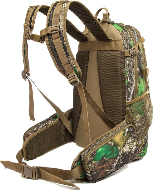 Hunting Backpack, Outdoor Gear Pack with Bow and Rifle Carry System, Camo-Khaki