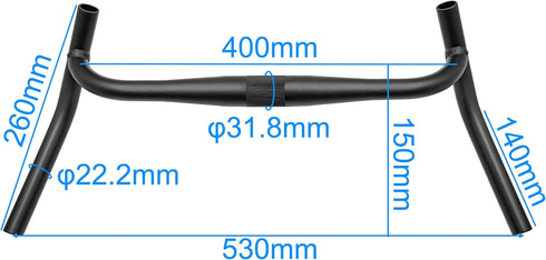 TouringBike Handlebar Aluminium Alloy PRO, Suitable for Touring Bike Long Time Riding (f31.8mm, Black)