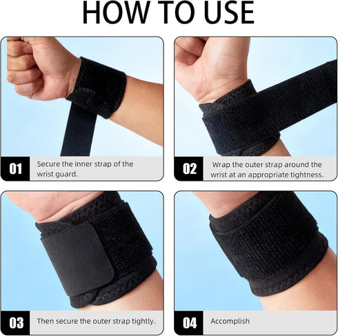 Nextpal 2 Pcs Sports Wrist Wraps for Weightlifting, Carpal Tunnel Wrist Brace with Adjustable Compression, Gym