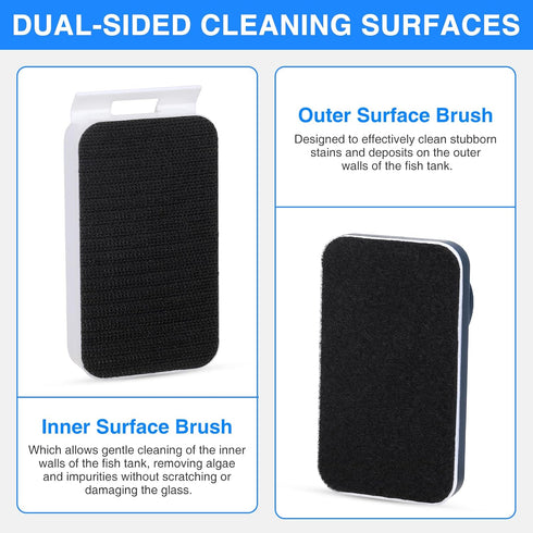 Aquarium Strong Magnetic Glass Cleaner Brush, Fish Tank Algae Magnet with 2 Detachable Scrapers