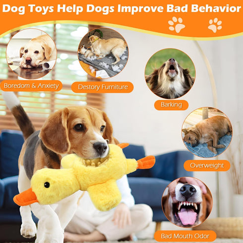 ZYBDP Yellow Duck Plush Dog Toys with Squeaks, Food Hiding Function & Interactive Play - Durable & Fun for Large