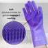 Dog Washing Gloves with Bristle Scrubbers, Reusable Silicone Gloves ideal for Pet Bathing, Massaging & Grooming (Purple)