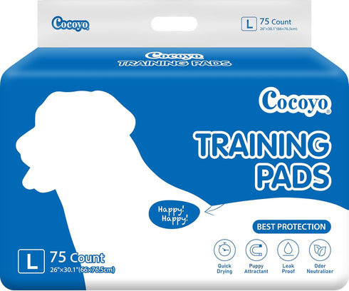 COCOYO Dog Training Pads, Large Size Eliminating Urine Odor Puppy Pads, Premium Dog Pee Pads Value Pack (75 Count)