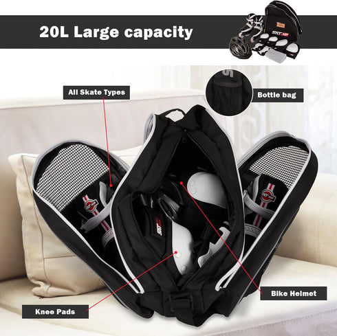 Roller Skate Bag with Adjustable Shoulder Strap for Kids and Adults, Large Capacity for Inline Skates and Accessories