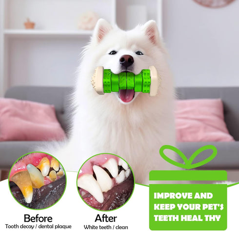 Dog Toys for Aggressive Chewers | Indestructible Chew Toys, Tough Interactive Puzzle Toys for All Sizes (Green, M)