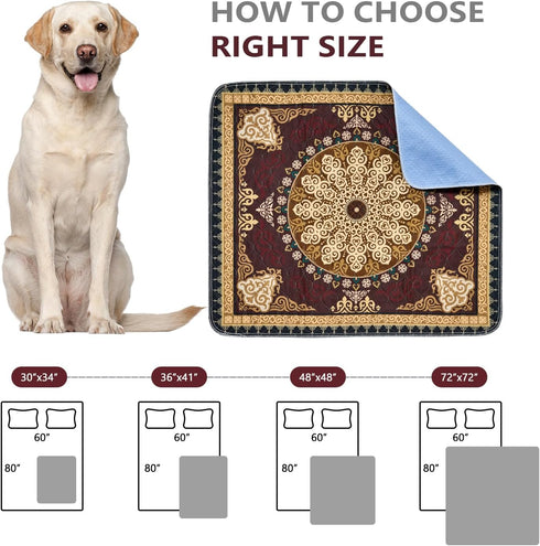 2 Pack 48"x48" Qeils Washable Pee Pads, Reusable Puppy Pads Super Absorbent Leakproof Dog Training Pads, Non-Slip Wee