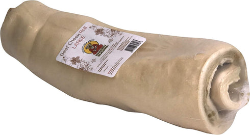 Original Beef Cheek Rolls | Super Thick | All Natural Rawhide Alternative Dog Chew Sticks | Large 10-12 Inch (5 Pack)
