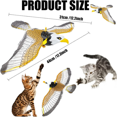 LOMIMOS Flying Bird Cat Toy, Interactive Hanging Spinning Simulation Bird with Sound Light for Indoor Ceiling Kitten