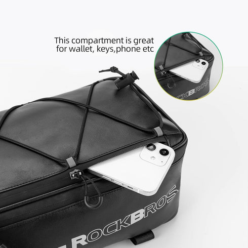 ROCKBROS Bike Rack Bag, Rear Trunk Bag for Travel with Rain Cover & Reflective Stripes, 6L Black