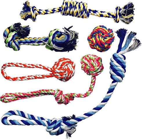 Small Puppy Dog Rope Toys for Play, Chew, Teething, and Boredom - for Smaller Dogs (6-Pack)