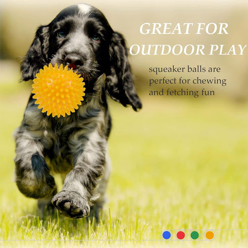 Dog Balls 4.5” Squeaky Toys, Spikey Dog Ball for Aggressive Chewers, Heavy Duty Teething Balls for Large Medium Dogs (4