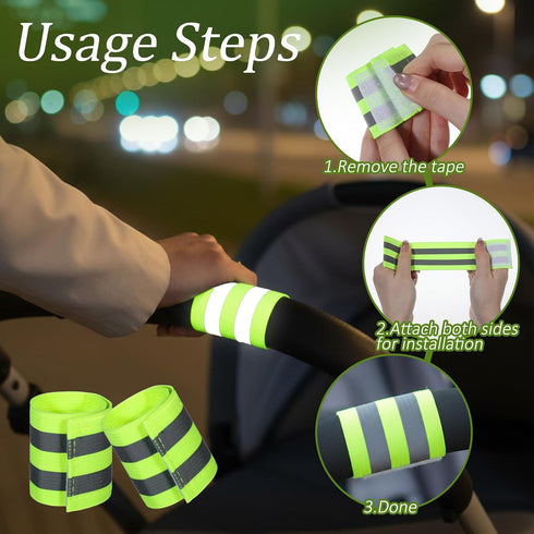 Apojgitn 6 Pack Reflective Bands for Strollers, High Visibility Reflective Bands Wristbands Durable Safety Reflector