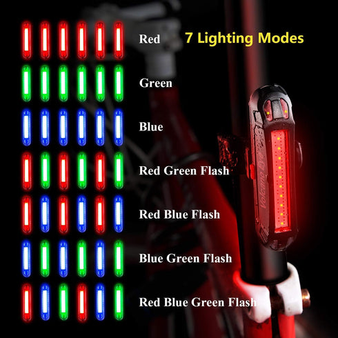 USB Rechargeable LED Bike Tail Light (2 Packs), Ultra Bright Waterproof Bicycle Rear Light, 7 Light Modes