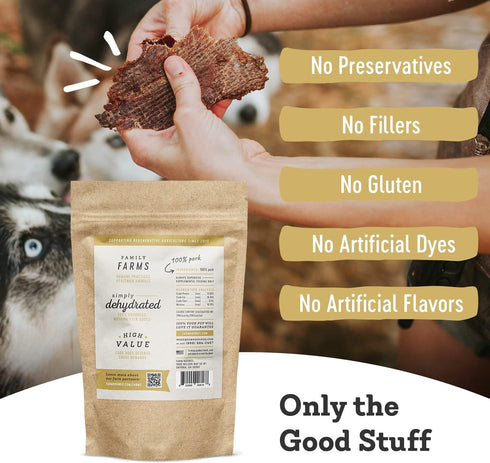 100% 3.5 oz 2 Pack Farm Hounds - Premium Natural Pork Jerky for Dogs - Made from Humanely Raised Pork - Break-to-Size