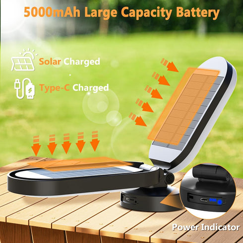 Hapfish Rechargeable Solar Camping Lantern, 5000mAh LED Lights, Waterproof Dimmable Camping Essentials