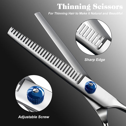 Saccison 4 1 Professional in Dog & Cat Grooming Scissors Kit with Safety Round Tips,Sharp & Durable,Dog Shears