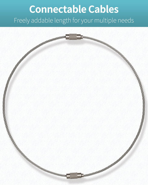 Pawfly Large Stainless Steel Key Ring Loop, 6 Inch Wire Keychain Cable for Outdoor Hiking Luggage Tag Keeper