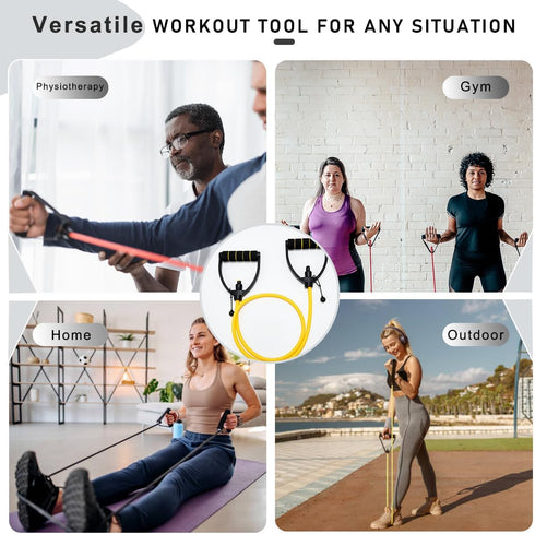 Resistance Bands with Handles - Adjustable Length Workout Bands with Door Anchors for Training and Therapy