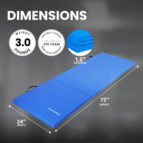 Signature Fitness Three Fold Folding Exercise Mat for MMA and Home Gym, 1.5-Inch Thick