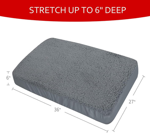 Dog Bed Covers Soft Plush Replacement Washable Grey, Waterproof Liner 36x27 Inches, Cover Only