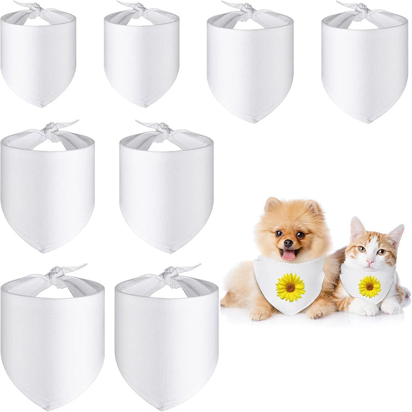 Xuniea 8 Pieces Sublimation Dog Bandanas, Solid White DIY Pet Triangle Scarf for Small to Large Dogs