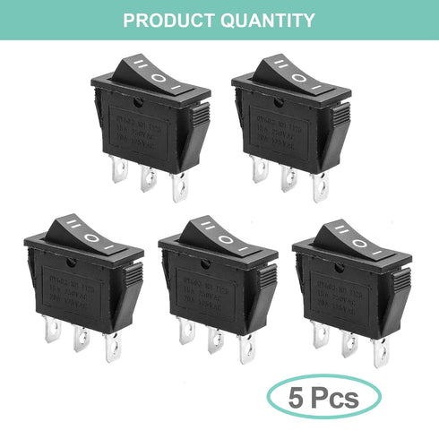 QTEATAK 5Pcs SPDT Toggle Rocker Switch, 3 Position ON/Off/ON, AC 15A/250V for Car Boat