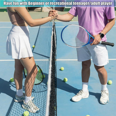 Tennis Rackets for Adults, 2 Players Recreational Set for Beginners with 4 Tennis Balls, 3 Overgrips, 1 Tennis Bag