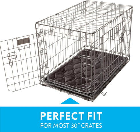 Paw Inspired Washable Padded Crate Mats for Dogs - 29” x 18” Pad, Leakproof Waterproof Bottom, Plush Pet Beds