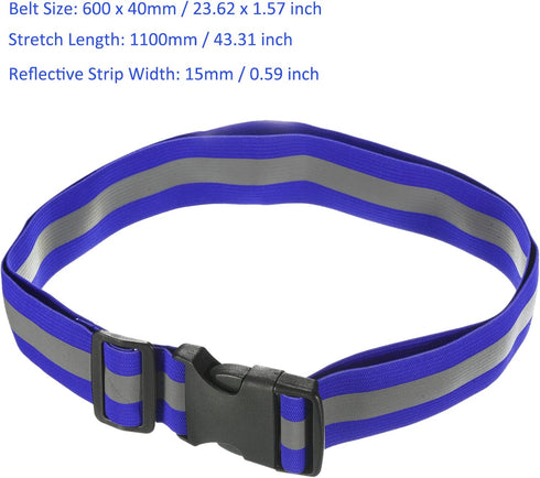 Reflective Belt Bands, High Visibility Safety Reflector Tape Gear for Cycling Running Night Walking, 24x1.6 Inch, Blue
