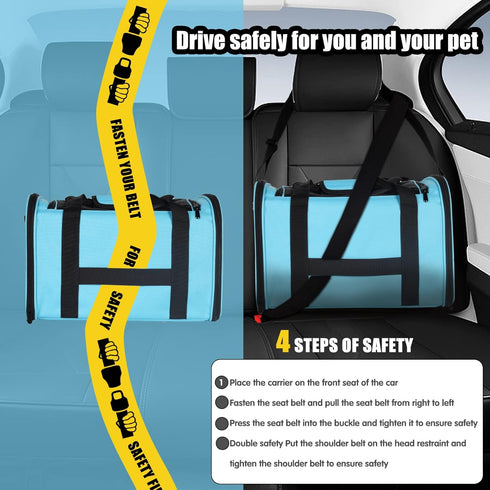 Cat Carrying Case - Pet Carrier Airline Approved, Protable and Breathable Pet Travel Carrier Removable Fleece Pad