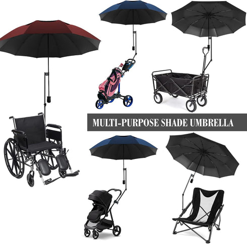 HOBVO 50+ UPF Golf Umbrella with Adjustable Universal Clamp, Portable Umbrellas for Rain, Manual Open & Close
