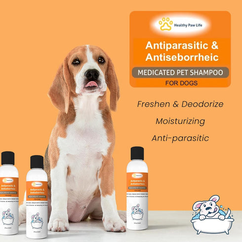 Bundle of Coat Silk Dog Dry Powder (6 oz) to Alleviate Odors and Itchiness & Antiparasitic Dog Shampoo (8 oz)