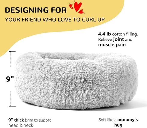 HACHIKITTY Calming Donut Dog Beds for Medium Large Dogs, Indoor Calming Beds, 30''
