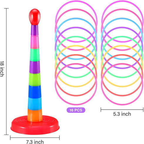 2 Sets 18" Set Sumind Colorful Plastic Sport Ring Toss Game for Most Ages