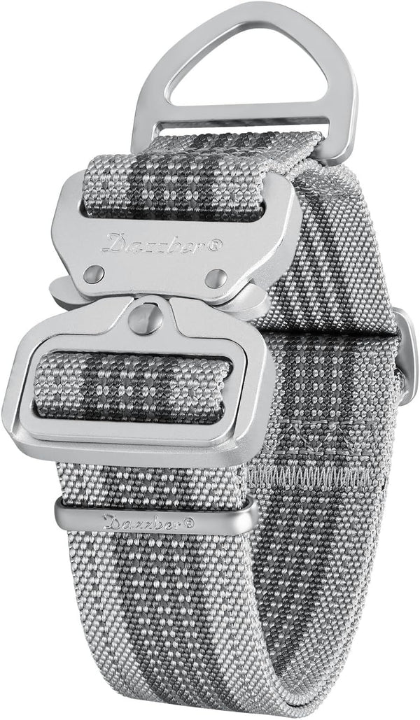 Extra Strong Aluminum Quick Release Nylon Dog Collar, 1.5 Inch Wide, Reflective Adjustable, Two-Color Stripe for Medium