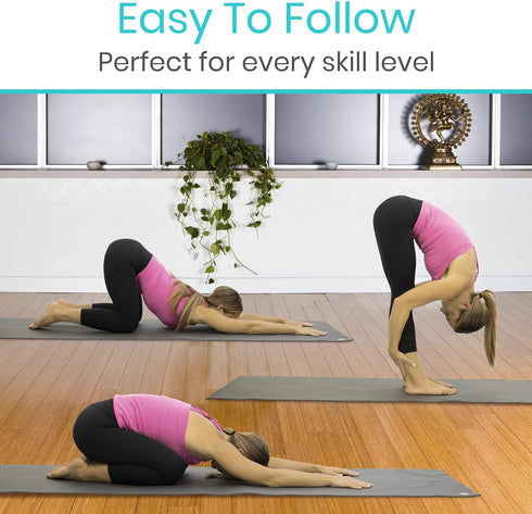 Vive Yoga Poster - Poses for Beginners and Experts, Double Sided Laminated Flow Chart for Home Gym