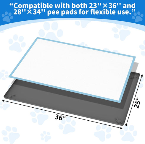 25x36 ALOOF Large Silicone Dog Pee Pad Holder in, Puppy Potty Training Tray with Magnetic Snaps & Raised Edges