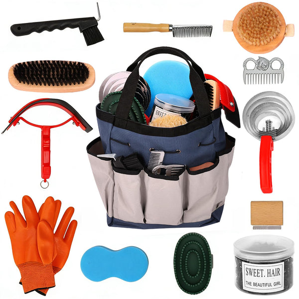 HAPPYER Horse Grooming Kit 13 Piece, Complete Horse Brushes & Grooming Supplies Set