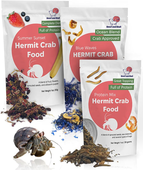 Snout and Shell Hermit Crab Food Variety Pack Blue Waves, Protein Mix