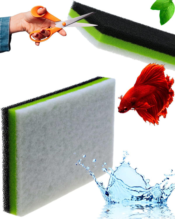 CORISRX 3IN1 Aquarium Filter Sponge Foam Pads, Filter Media for 20 Gallon Betta Fish Tank Supplies, Coarse Sponge