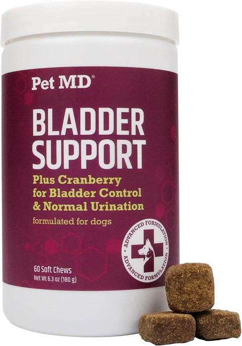 Pet MD Bladder Support Plus Cranberry for Dogs, Supports Bladder Control & Urinary Tract Health, 60 Count