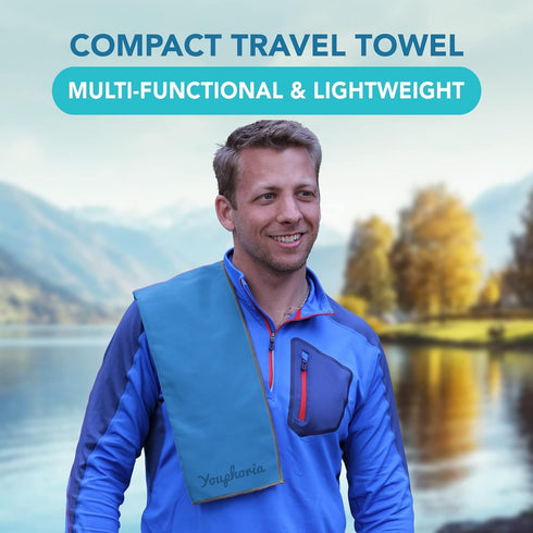 Youphoria Microfiber Travel Towel - Fast Drying Lightweight Quick Dry Towel for Camping, Beach, Backpacking, Hiking &