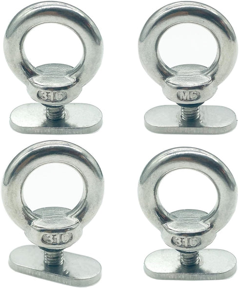 Kayak Track Mount Tie Down Eyelet Rail, 316 Stainless Steel Canoes, Boats, Ropes Accessories (4 Pack)