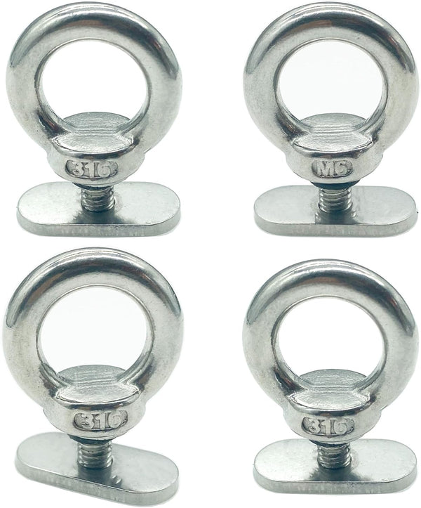Kayak Track Mount Tie Down Eyelet Rail, 316 Stainless Steel Canoes, Boats, Ropes Accessories (4 Pack)
