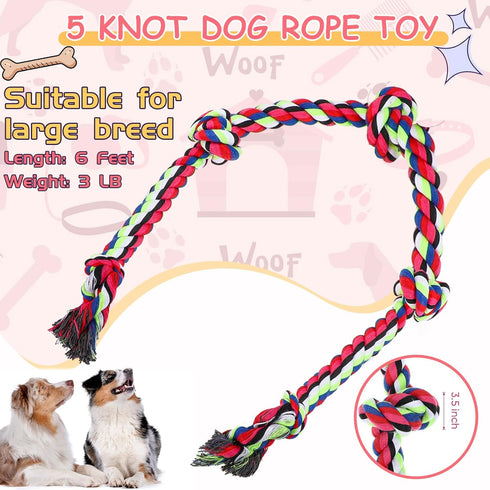 Dog Rope Toys for Extra Large Dogs, 2 Pack 6 Feet Tug of War Toy for Large Aggressive Chewers